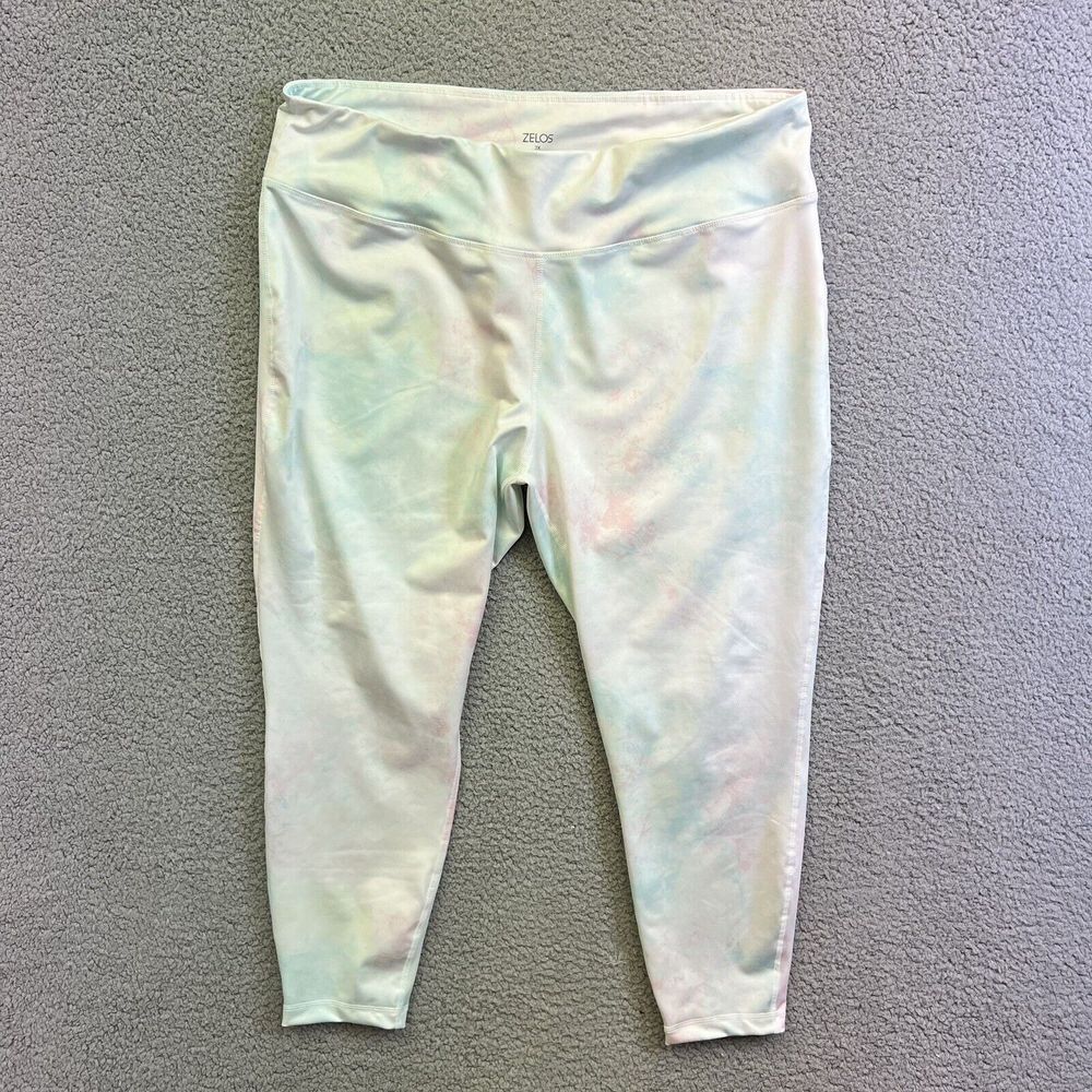 Zelos Womens Yoga Pants Capri Cropped Athletic Leggings Sz 3X Pastel Multicolor